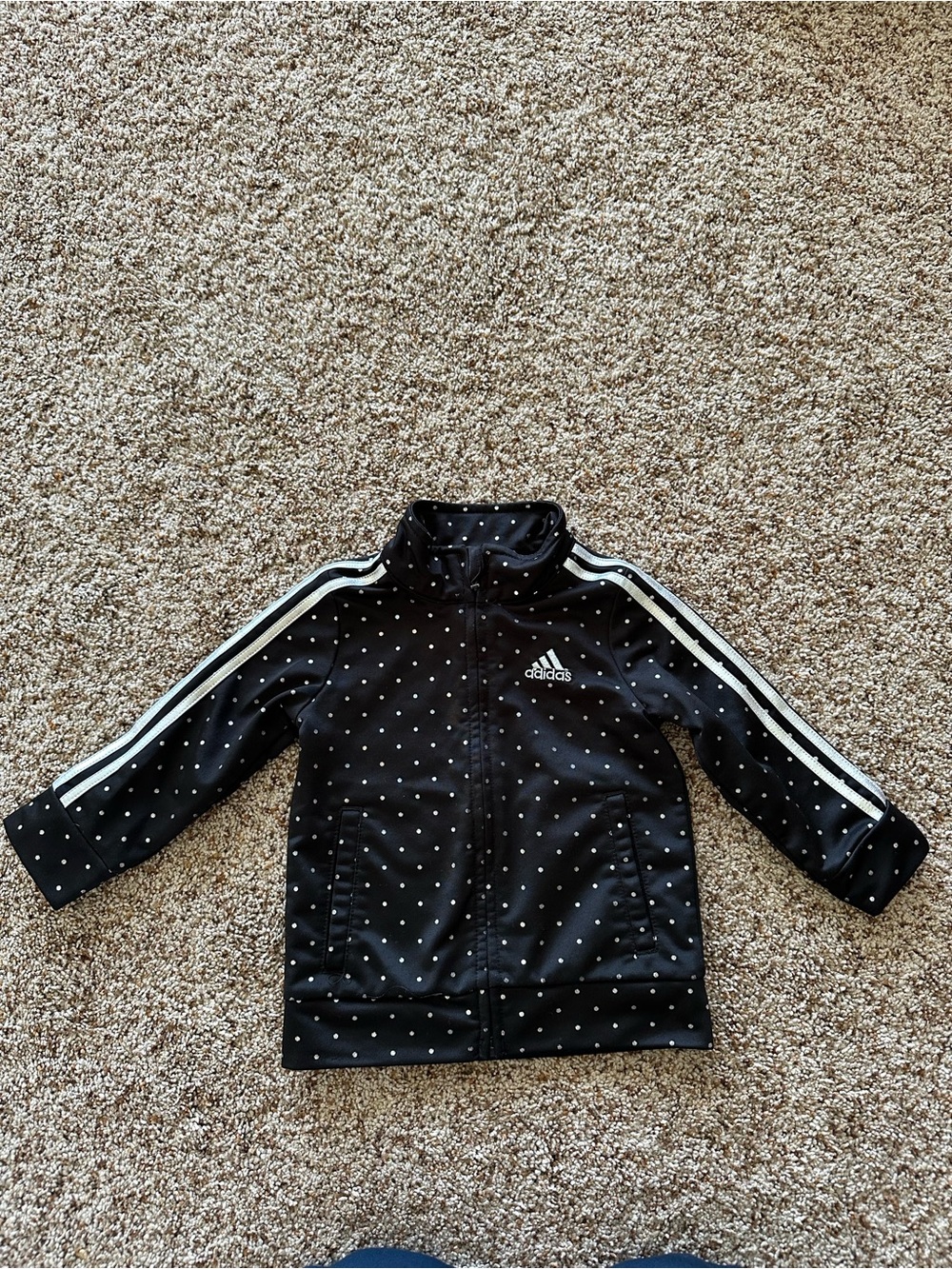 adidas Kids Black Polka Dot Zip Up Jacket
